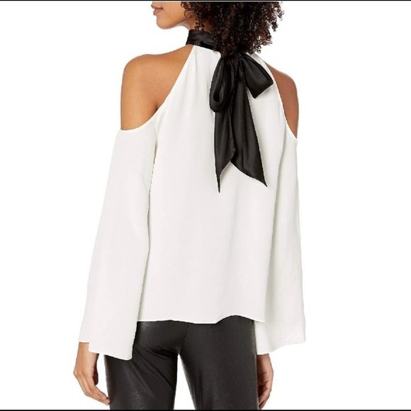 Ramy Brook Silk Cold Shoulder Mock Neck Blouse - Picture 2 of 9